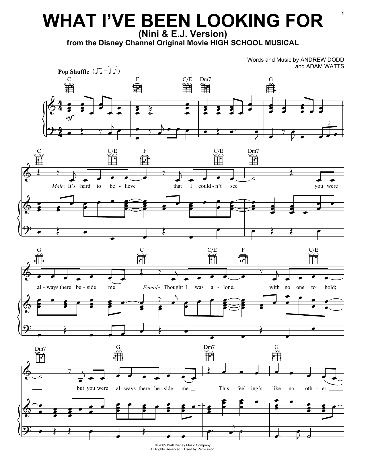 Download Olivia Rodrigo & Matt Cornett What I've Been Looking For (from High School Musical: The Musical: The Series) Sheet Music and learn how to play Piano, Vocal & Guitar Chords (Right-Hand Melody) PDF digital score in minutes
