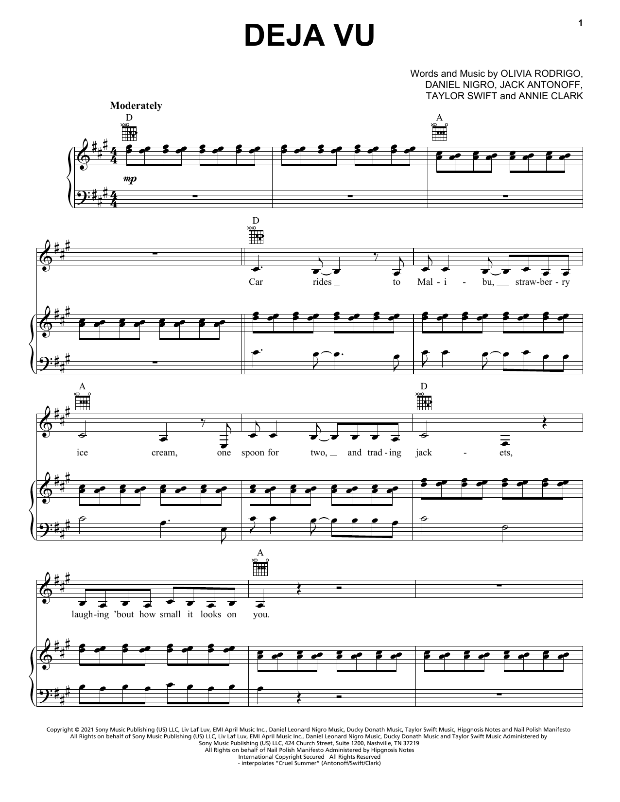Download Olivia Rodrigo deja vu Sheet Music and learn how to play Ukulele PDF digital score in minutes