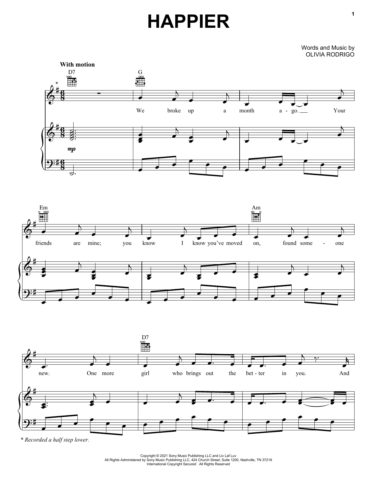 Download Olivia Rodrigo happier Sheet Music and learn how to play Ukulele PDF digital score in minutes