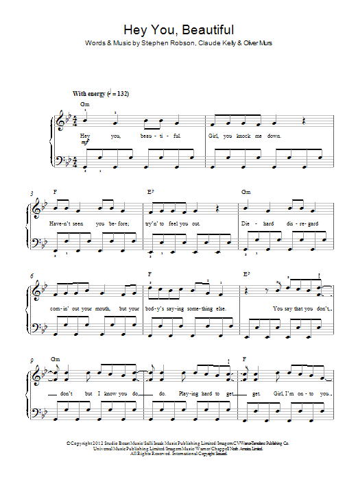 Download Olly Murs Hey You Beautiful Sheet Music and learn how to play Beginner Piano PDF digital score in minutes