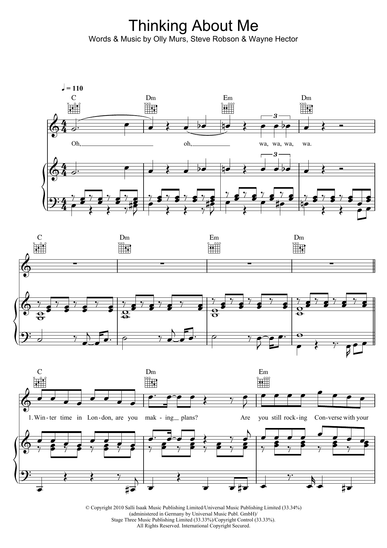 Download Olly Murs Thinking Of Me Sheet Music and learn how to play Beginner Piano PDF digital score in minutes