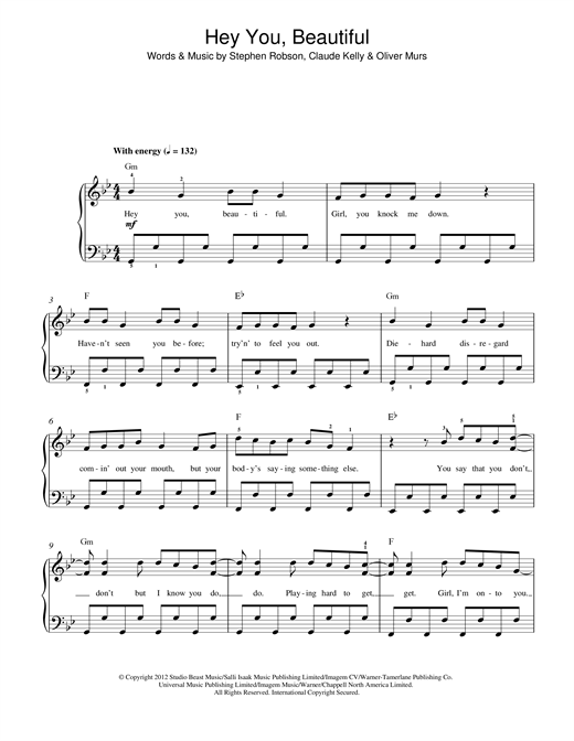 Download Olly Murs Hey You Beautiful Sheet Music and learn how to play Beginner Piano PDF digital score in minutes