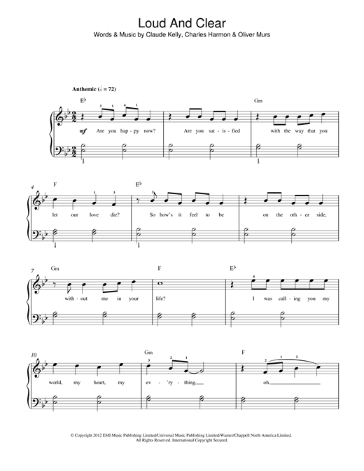 Download Olly Murs Loud & Clear Sheet Music and learn how to play Beginner Piano PDF digital score in minutes