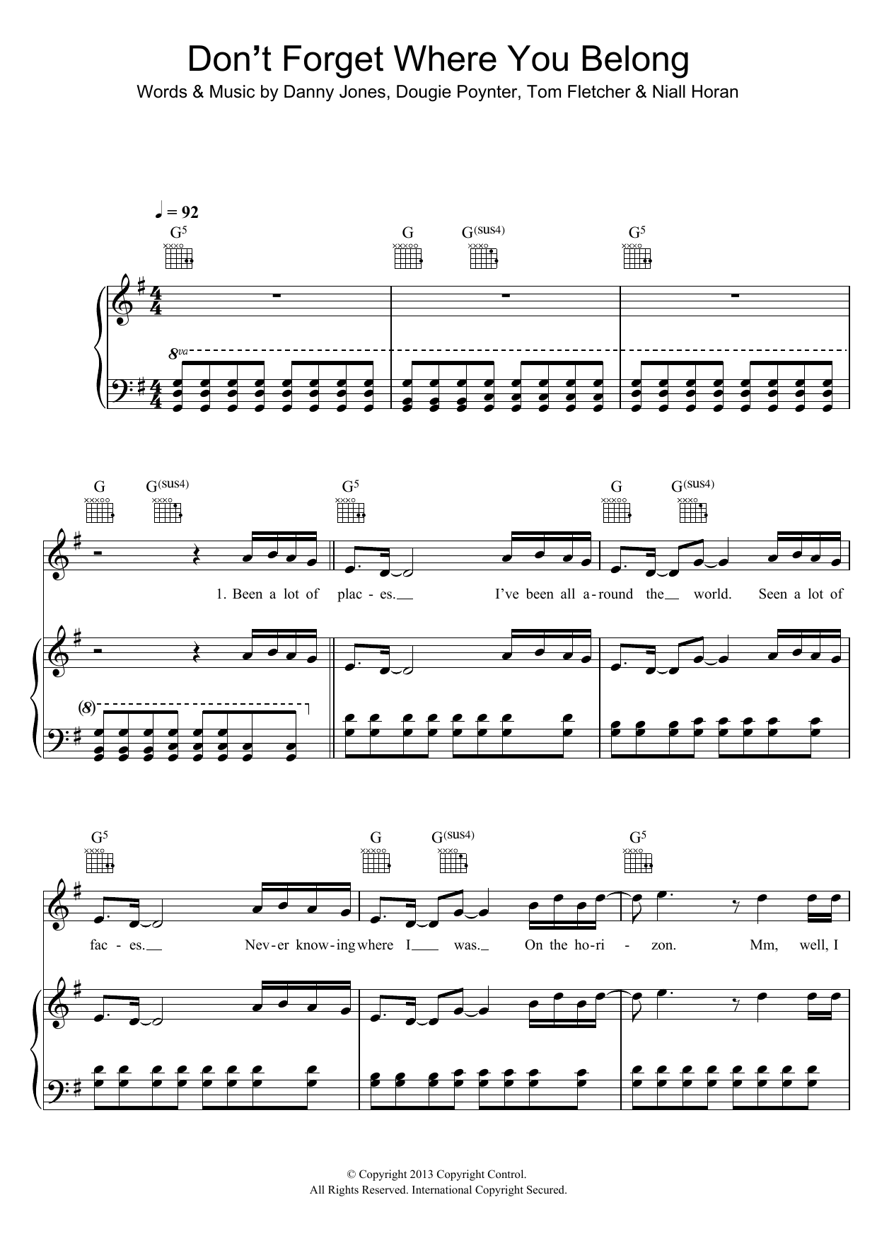 Download One Direction Don't Forget Where You Belong Sheet Music and learn how to play Beginner Piano PDF digital score in minutes