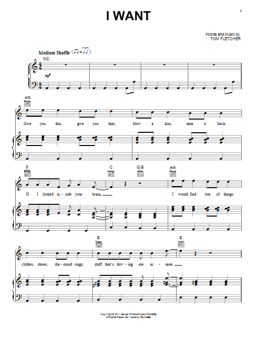 Download One Direction I Want Sheet Music and learn how to play Easy Piano PDF digital score in minutes