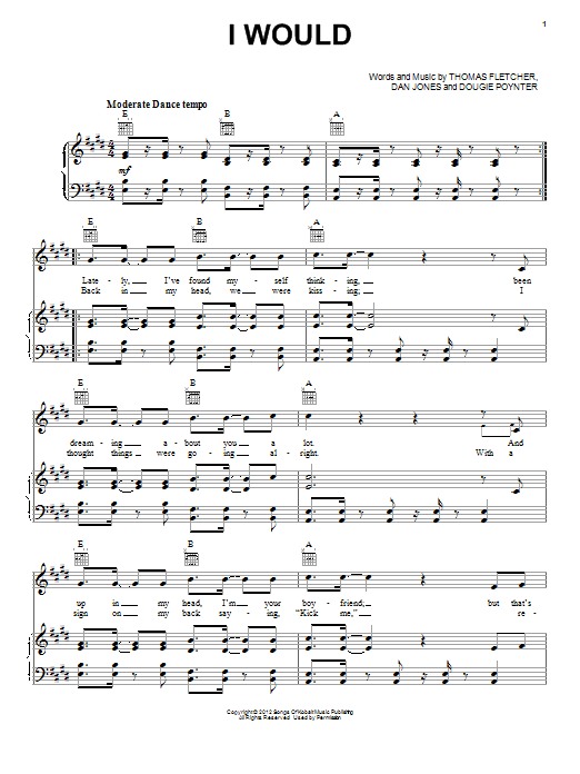 Download One Direction I Would Sheet Music and learn how to play Piano, Vocal & Guitar (Right-Hand Melody) PDF digital score in minutes