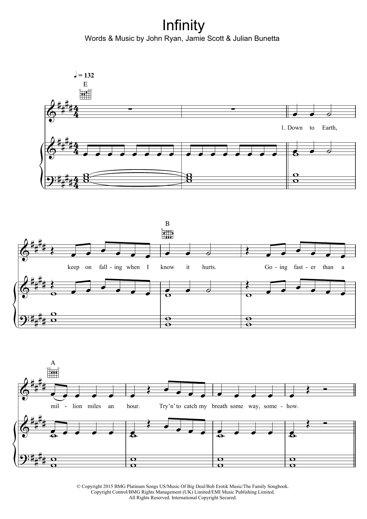 Download One Direction Infinity Sheet Music and learn how to play Piano, Vocal & Guitar (Right-Hand Melody) PDF digital score in minutes