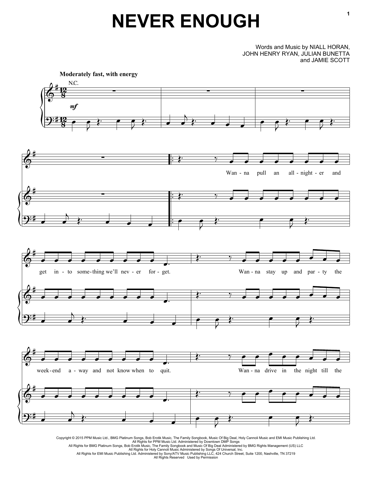 Download One Direction Never Enough Sheet Music and learn how to play Easy Piano PDF digital score in minutes