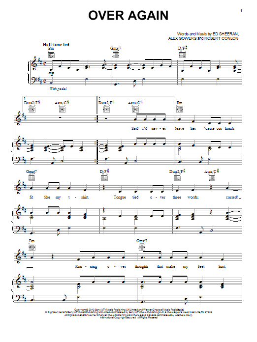 Download One Direction Over Again Sheet Music and learn how to play Piano, Vocal & Guitar (Right-Hand Melody) PDF digital score in minutes