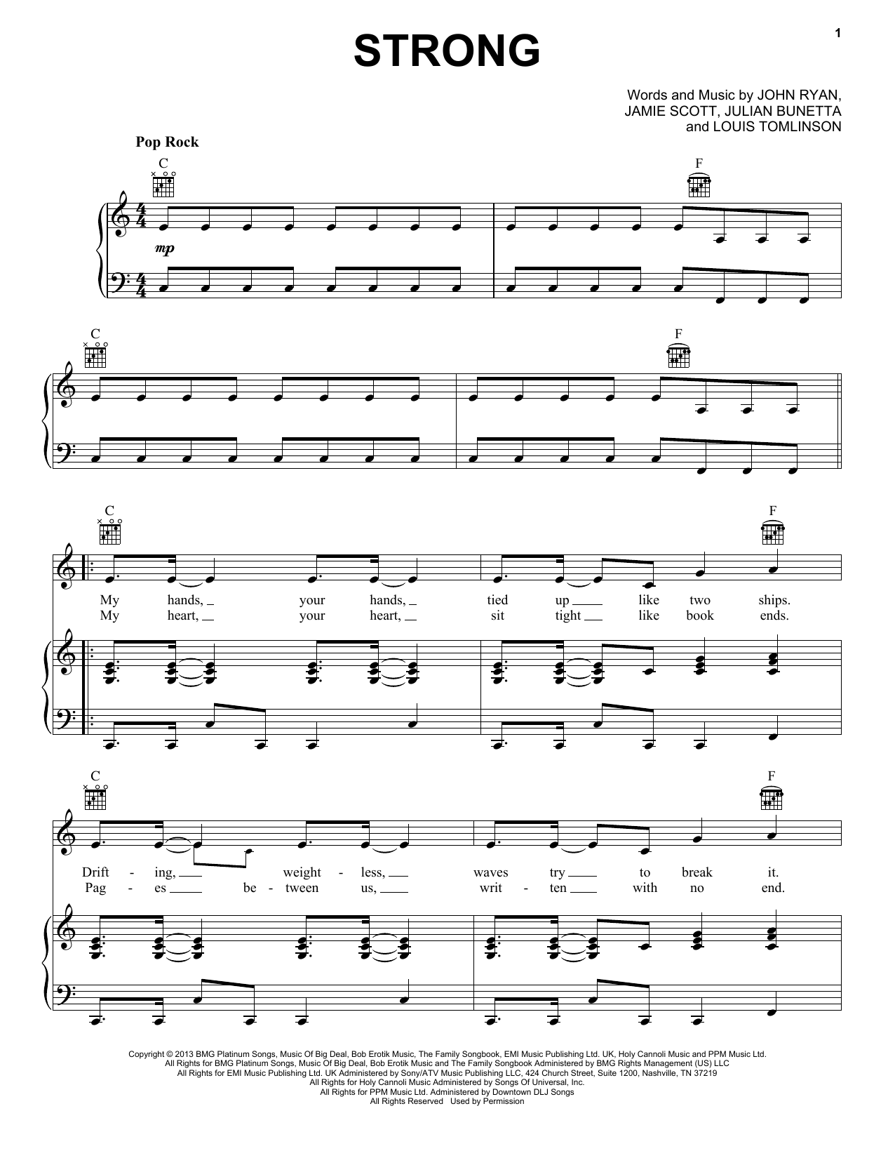 Download One Direction Strong Sheet Music and learn how to play Easy Guitar Tab PDF digital score in minutes
