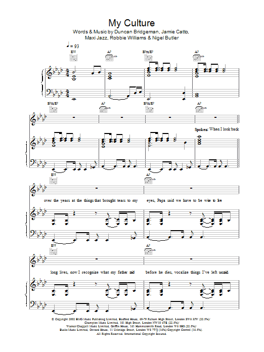 Download One Giant Leap My Culture Sheet Music and learn how to play Piano, Vocal & Guitar PDF digital score in minutes