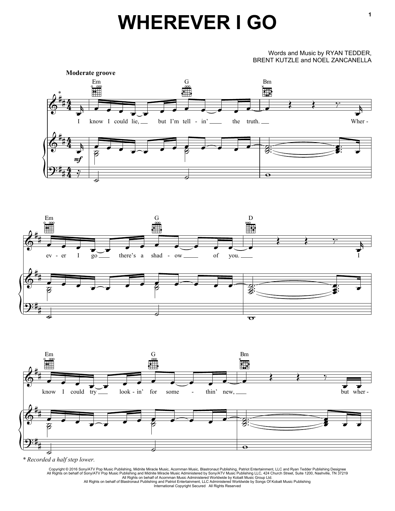 Download One Republic Wherever I Go Sheet Music and learn how to play Piano, Vocal & Guitar (Right-Hand Melody) PDF digital score in minutes