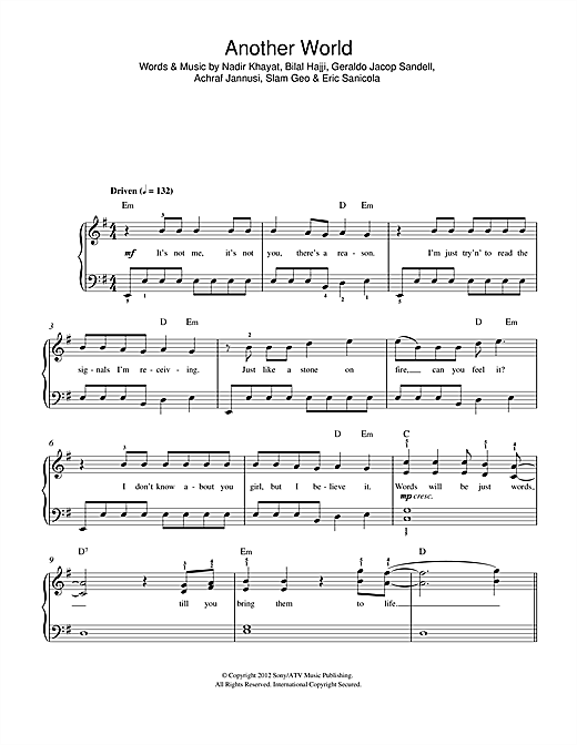 Download One Direction Another World Sheet Music and learn how to play Beginner Piano PDF digital score in minutes