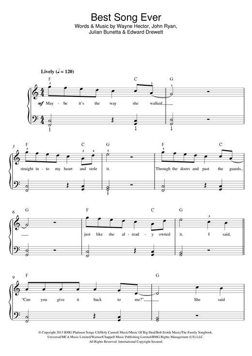 one direction best song ever sheet music thumbnail