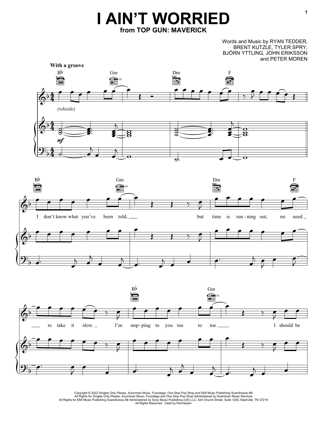 Download OneRepublic / Top Gun: Maverick Sheet Music and learn how to play Piano, Vocal & Guitar Chords (Right-Hand Melody) PDF score in minutes