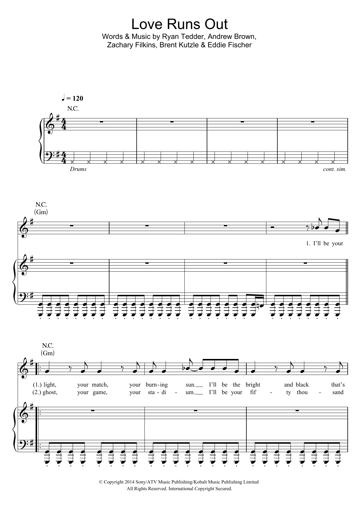 Download OneRepublic Love Runs Out Sheet Music and learn how to play Violin Duet PDF digital score in minutes