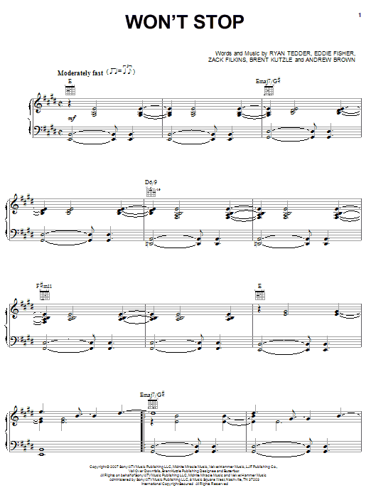 Download OneRepublic Won't Stop Sheet Music and learn how to play Piano, Vocal & Guitar (Right-Hand Melody) PDF digital score in minutes