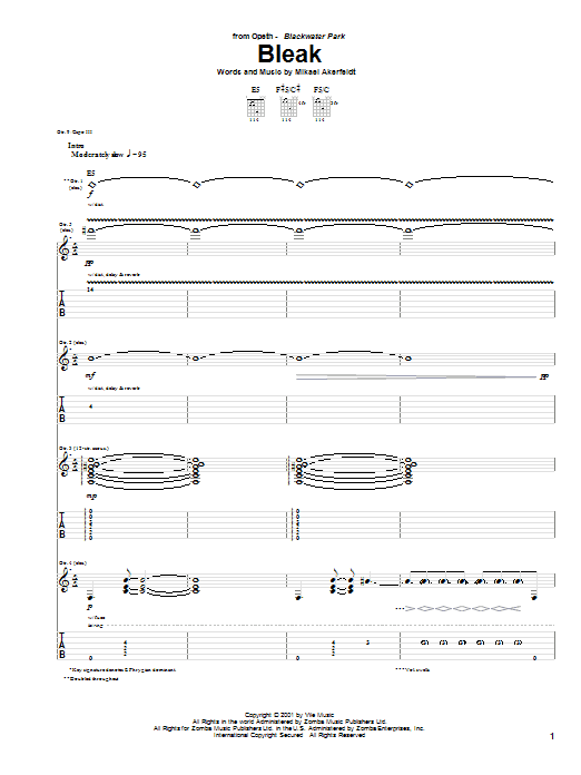 Download Opeth Bleak Sheet Music and learn how to play Guitar Tab PDF digital score in minutes