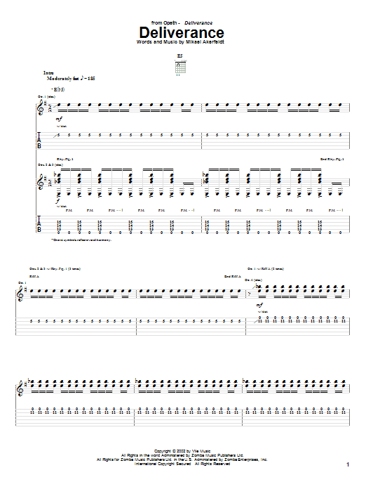 Download Opeth Deliverance Sheet Music and learn how to play Guitar Tab PDF digital score in minutes