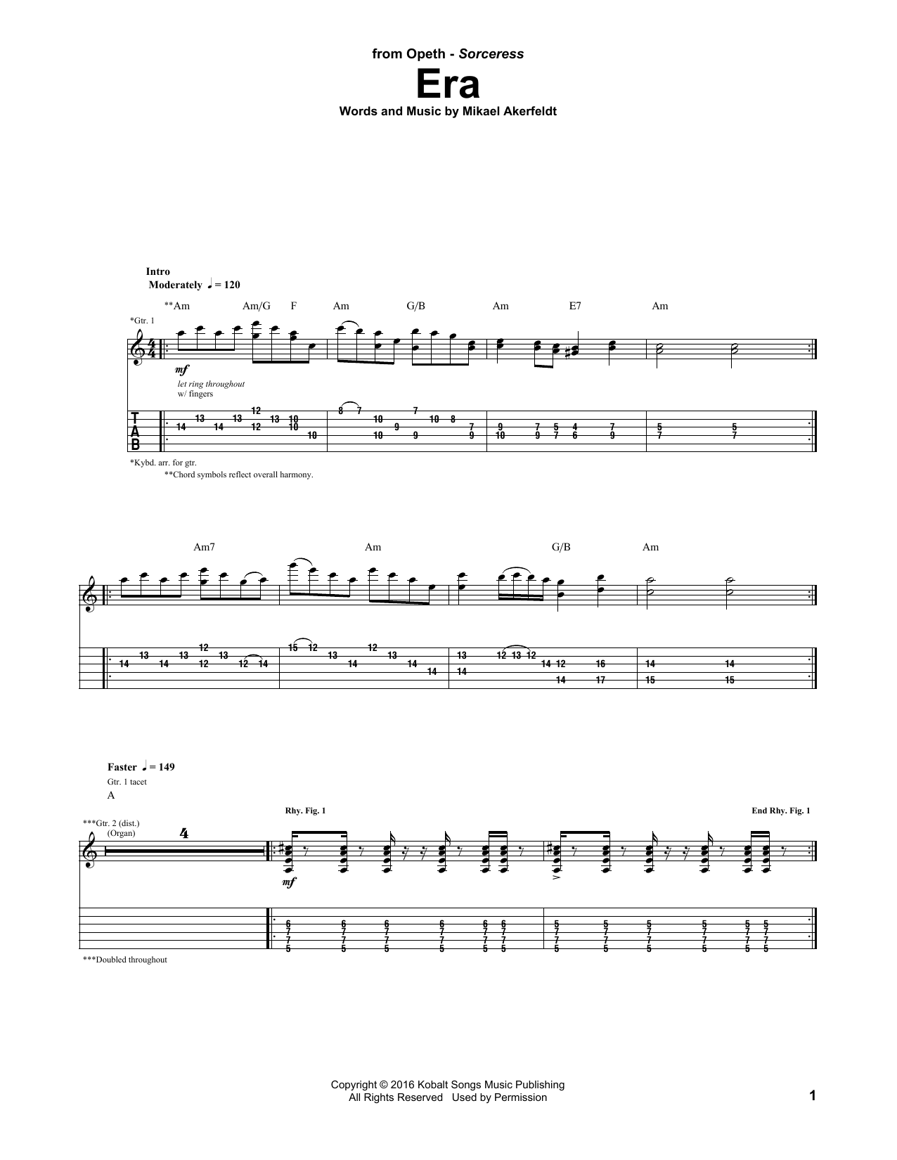 Download Opeth Era Sheet Music and learn how to play Guitar Tab PDF digital score in minutes