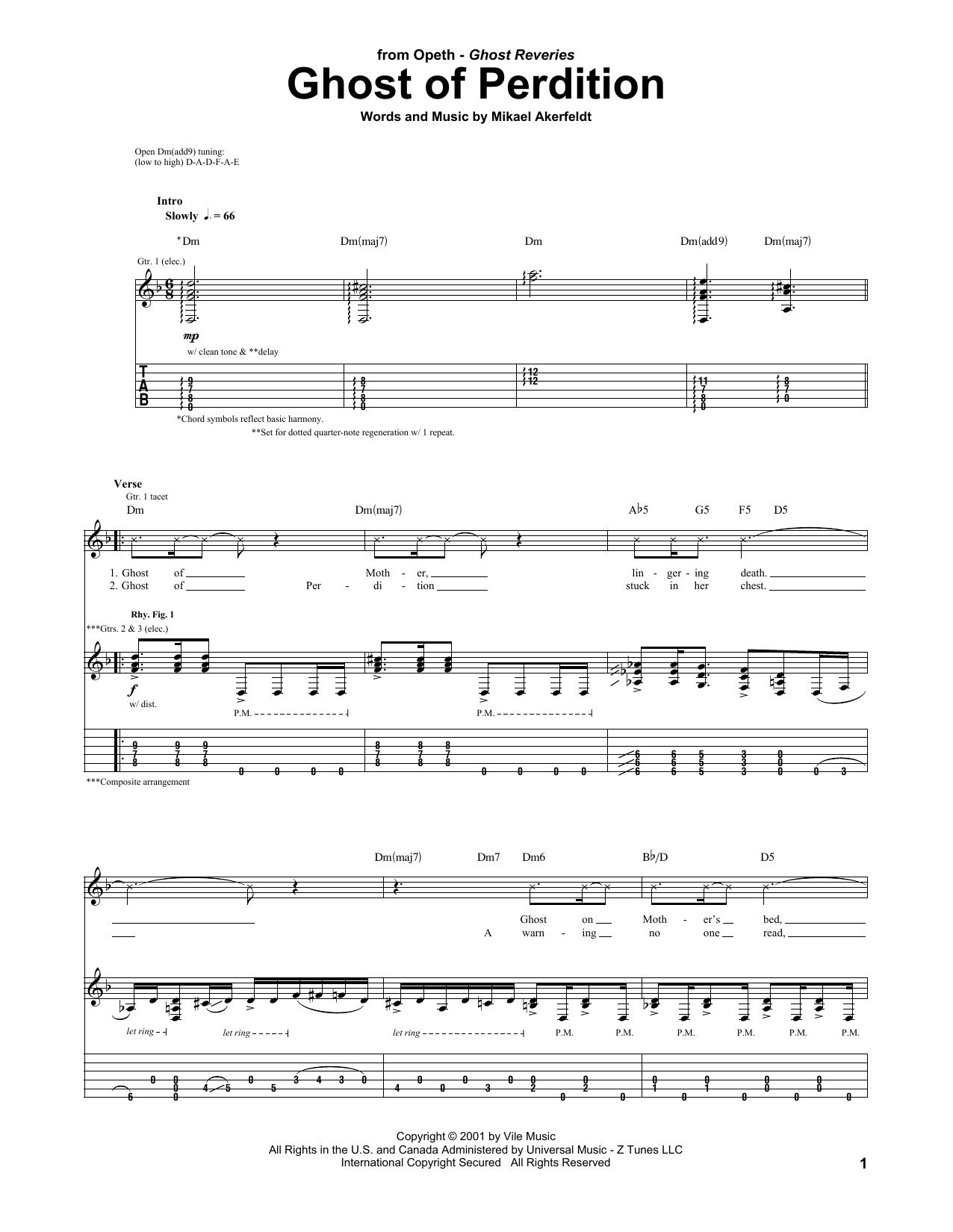 Download Opeth Ghost Of Perdition Sheet Music and learn how to play Guitar Tab PDF digital score in minutes