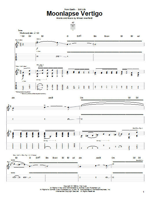 Download Opeth Moonlapse Vertigo Sheet Music and learn how to play Guitar Tab PDF digital score in minutes