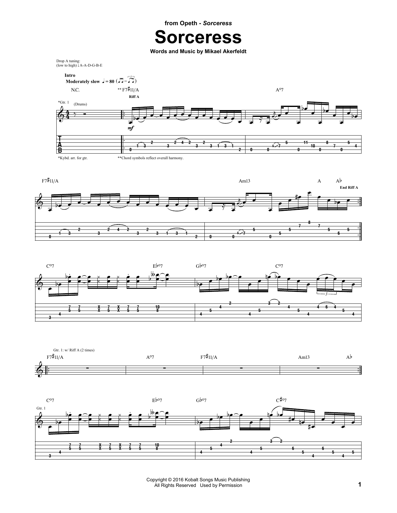 Download Opeth Sorceress Sheet Music and learn how to play Guitar Tab PDF digital score in minutes