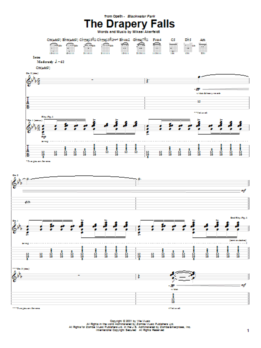 Download Opeth The Drapery Falls Sheet Music and learn how to play Guitar Tab PDF digital score in minutes