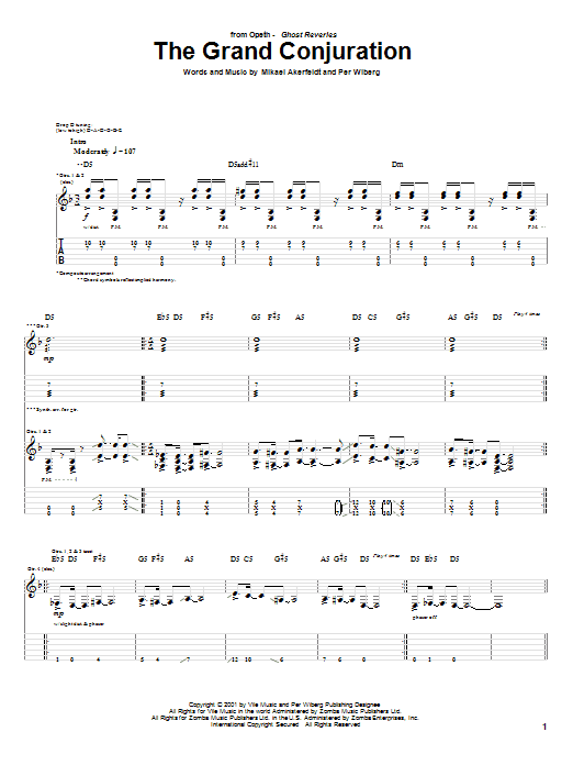Download Opeth The Grand Conjuration Sheet Music and learn how to play Guitar Tab PDF digital score in minutes