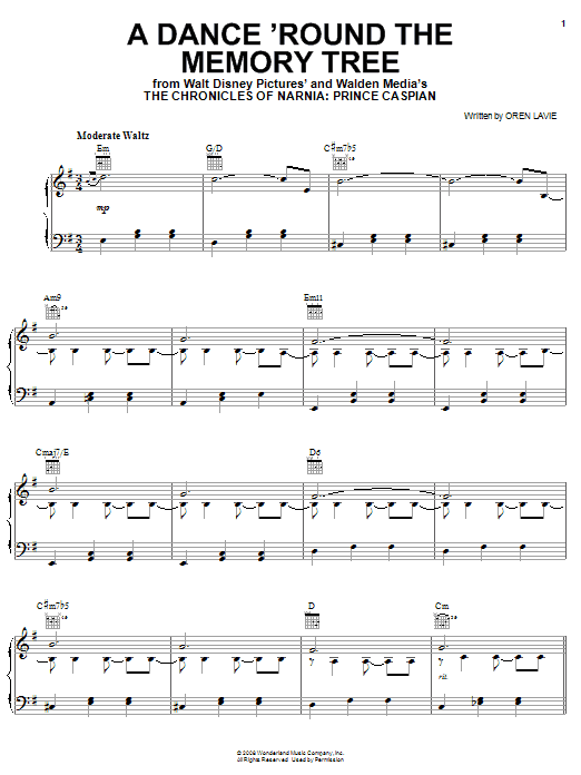 Download Oren Lavie A Dance 'Round The Memory Tree Sheet Music and learn how to play Piano, Vocal & Guitar (Right-Hand Melody) PDF digital score in minutes