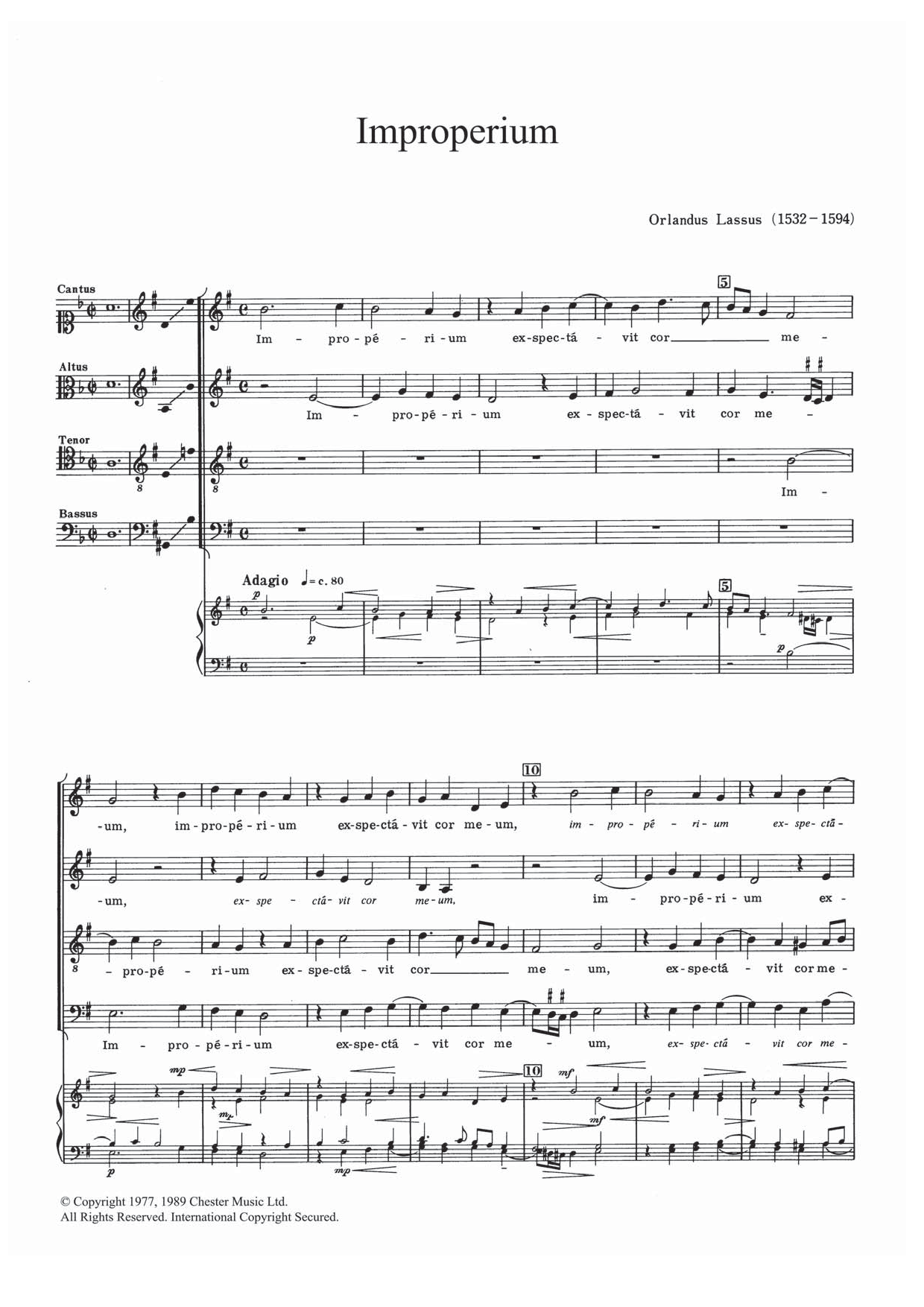 Download Orlandus Lassus Improperium Sheet Music and learn how to play SATB PDF digital score in minutes