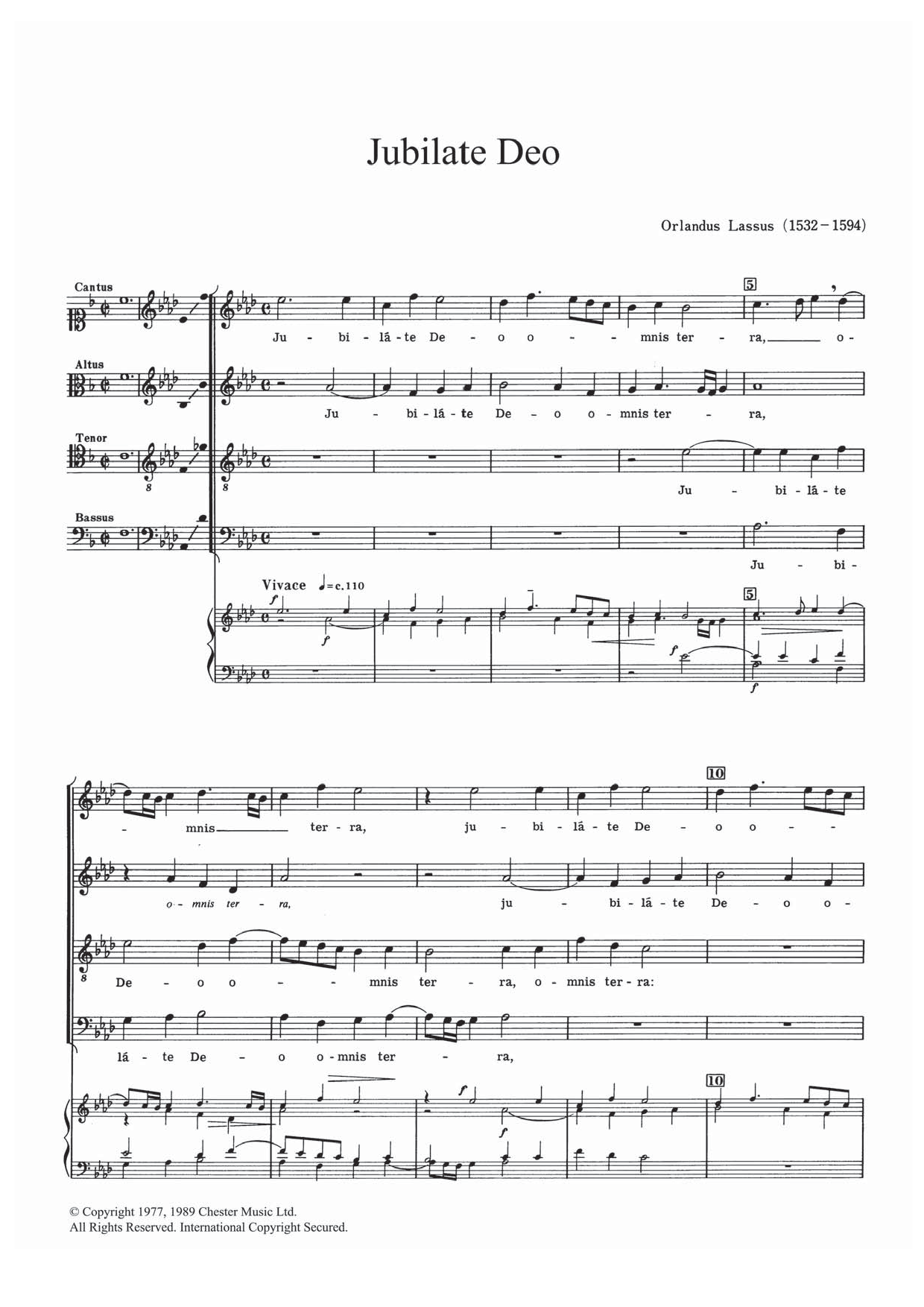 Download Orlandus Lassus Jubilate Deo Sheet Music and learn how to play SATB PDF digital score in minutes