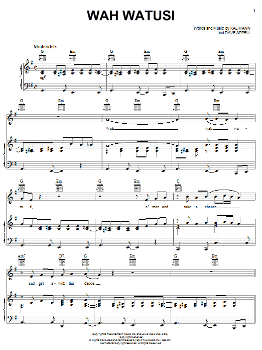 Download Orlons Wah Watusi Sheet Music and learn how to play Melody Line, Lyrics & Chords PDF digital score in minutes