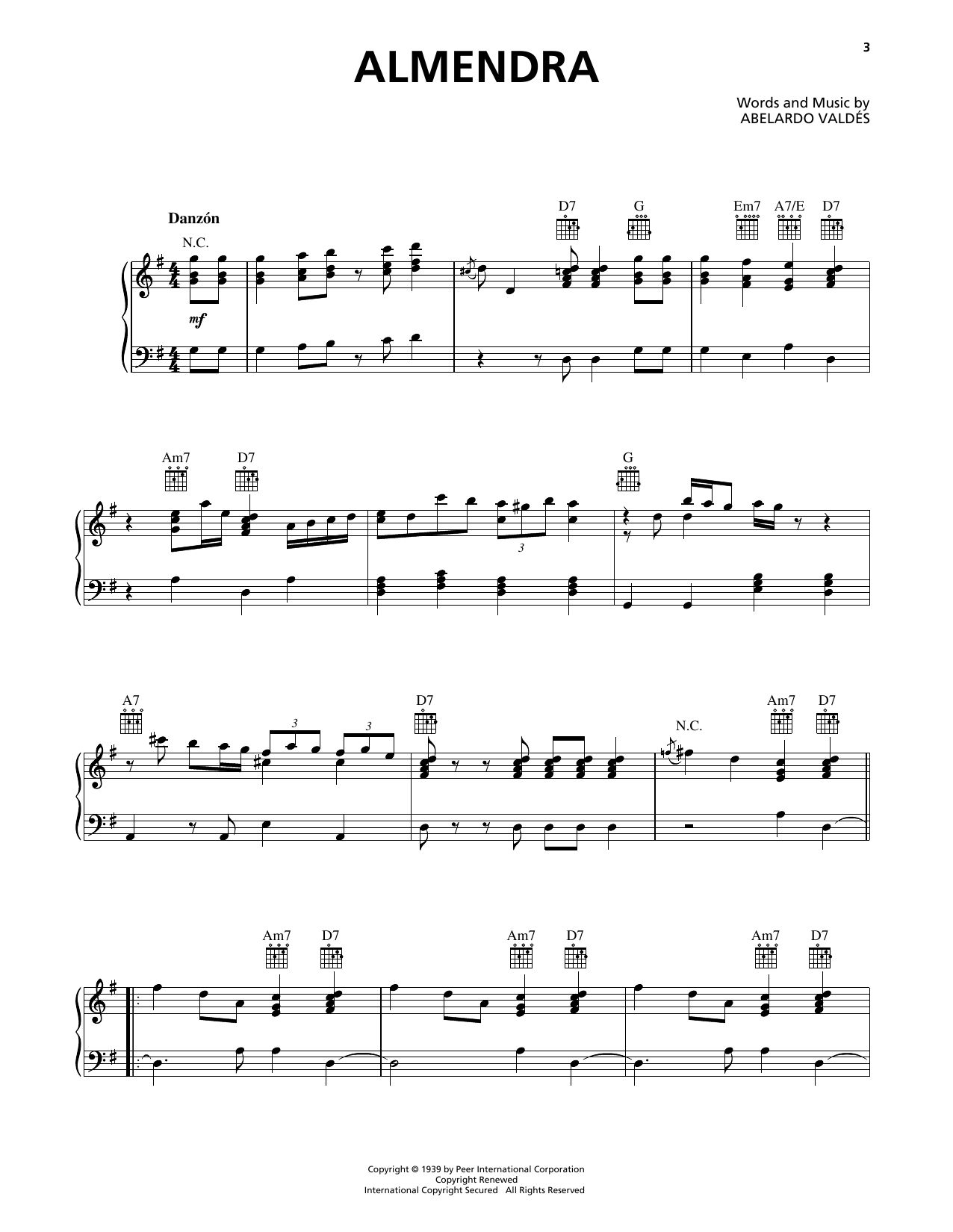 Download Orquesta Aragon Almendra Sheet Music and learn how to play Piano Solo PDF digital score in minutes