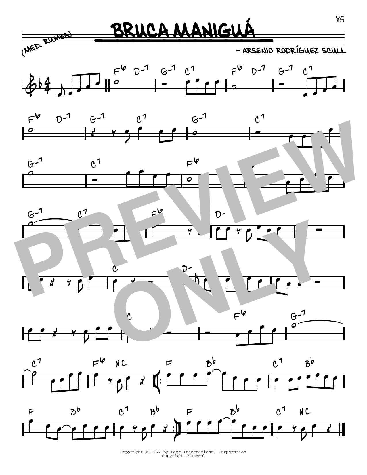 Download Orquesta Sensacion Bruca Manigua Sheet Music and learn how to play Real Book – Melody & Chords PDF digital score in minutes