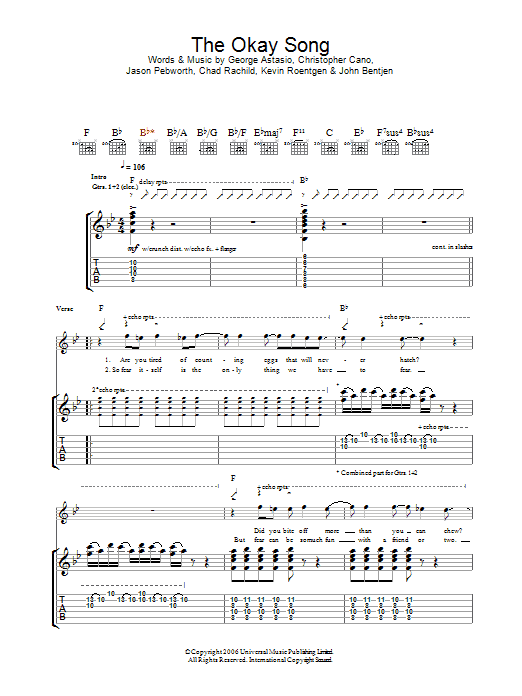 Download Orson The Okay Song Sheet Music and learn how to play Guitar Tab PDF digital score in minutes