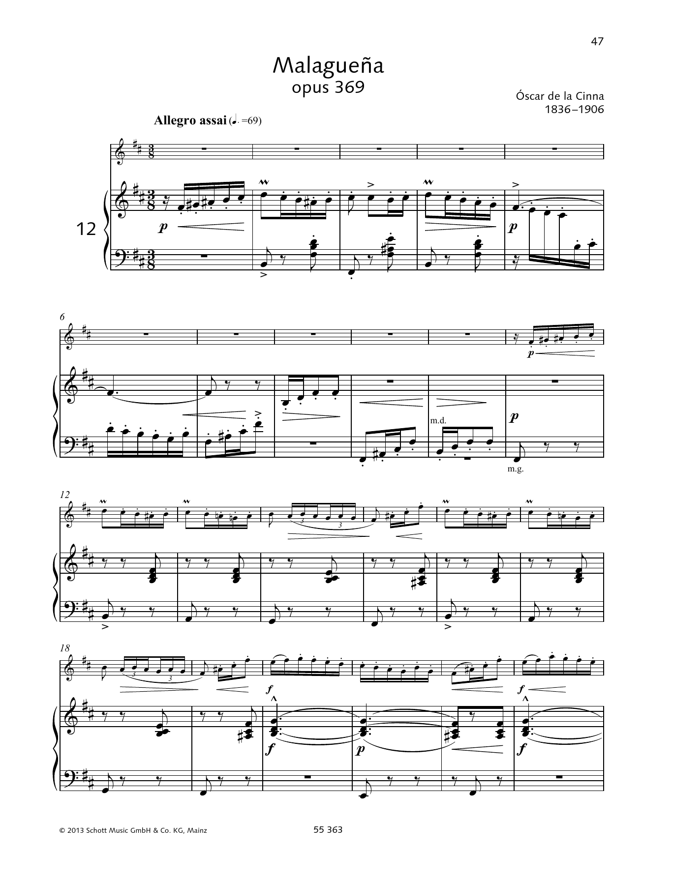 Download Oscar de la Cinna Malaguena Sheet Music and learn how to play Woodwind Solo PDF digital score in minutes