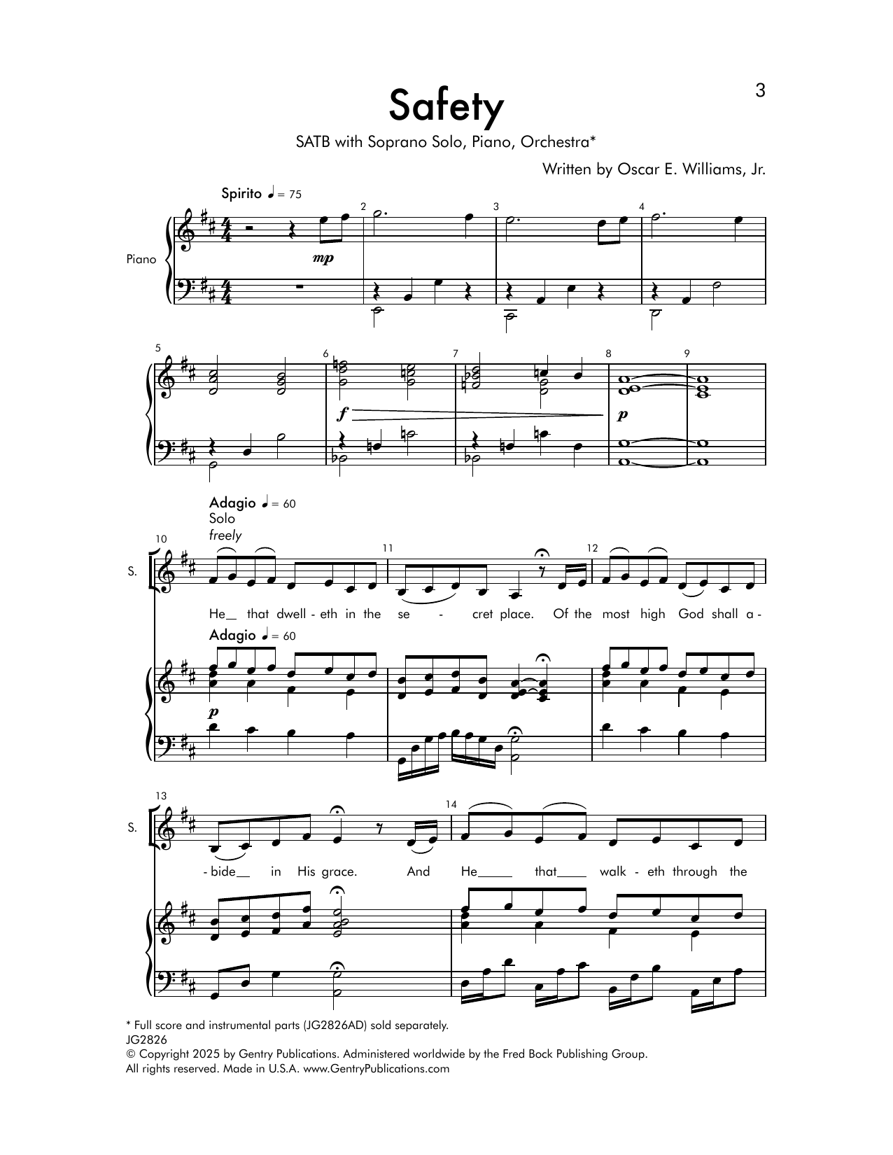 Download Oscar E. Williams, Jr. Safety Sheet Music and learn how to play SATB Choir PDF digital score in minutes