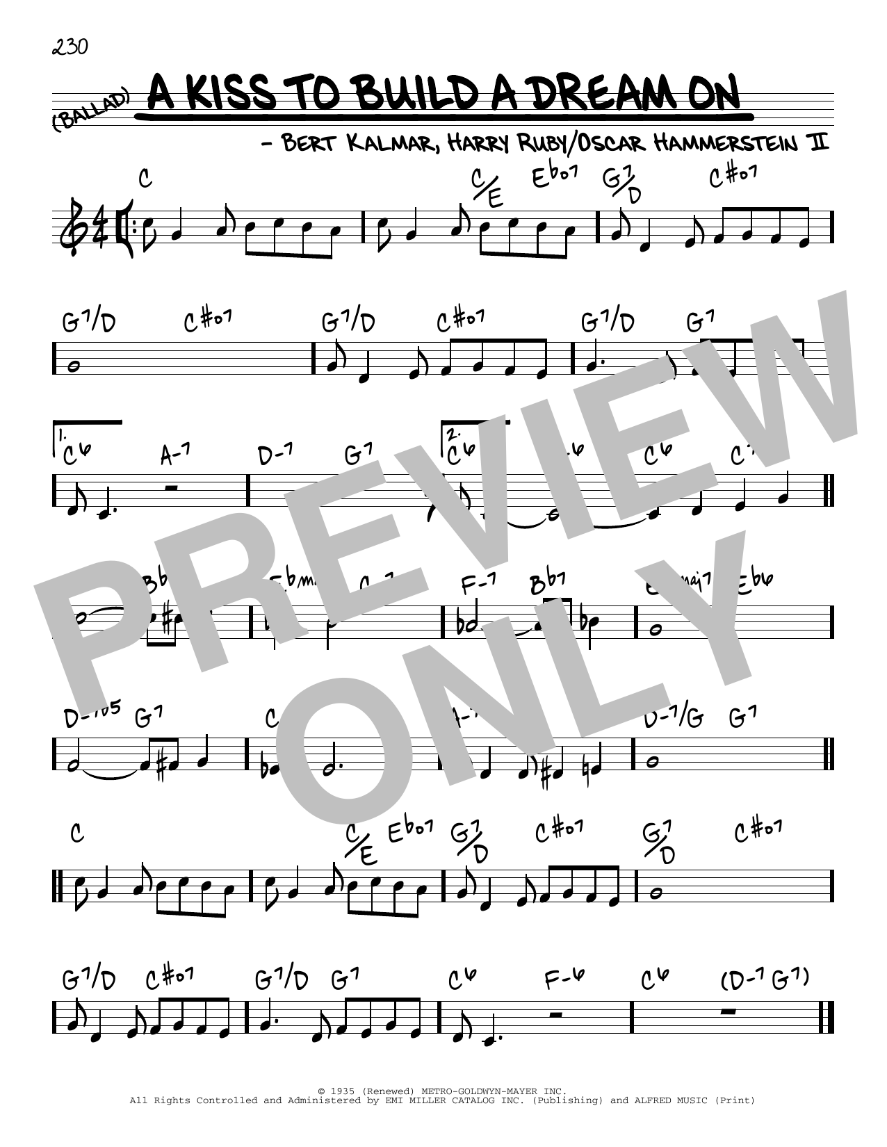 Download Oscar Hammerstein II A Kiss To Build A Dream On Sheet Music and learn how to play Real Book – Melody & Chords PDF digital score in minutes