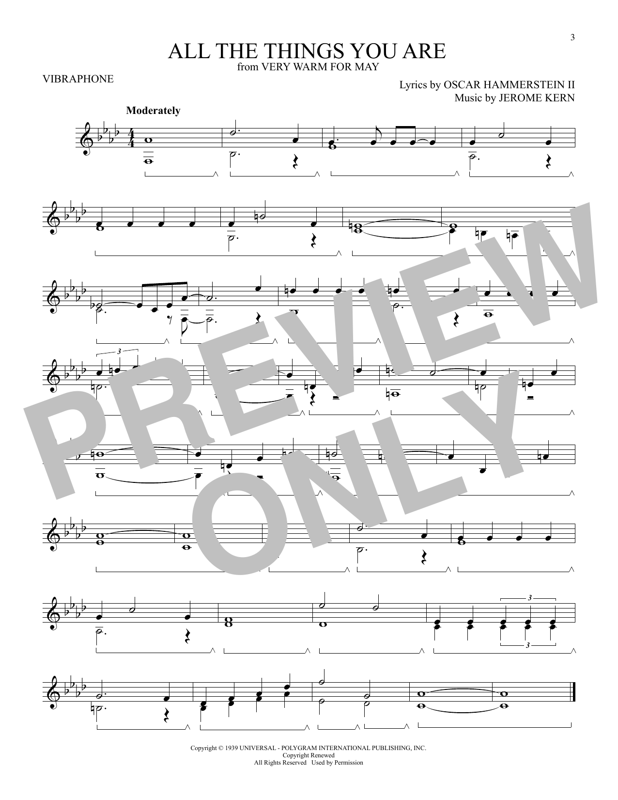 Download Oscar Hammerstein II & Jerome Kern All The Things You Are (from Very Warm For May) Sheet Music and learn how to play Vibraphone Solo PDF digital score in minutes