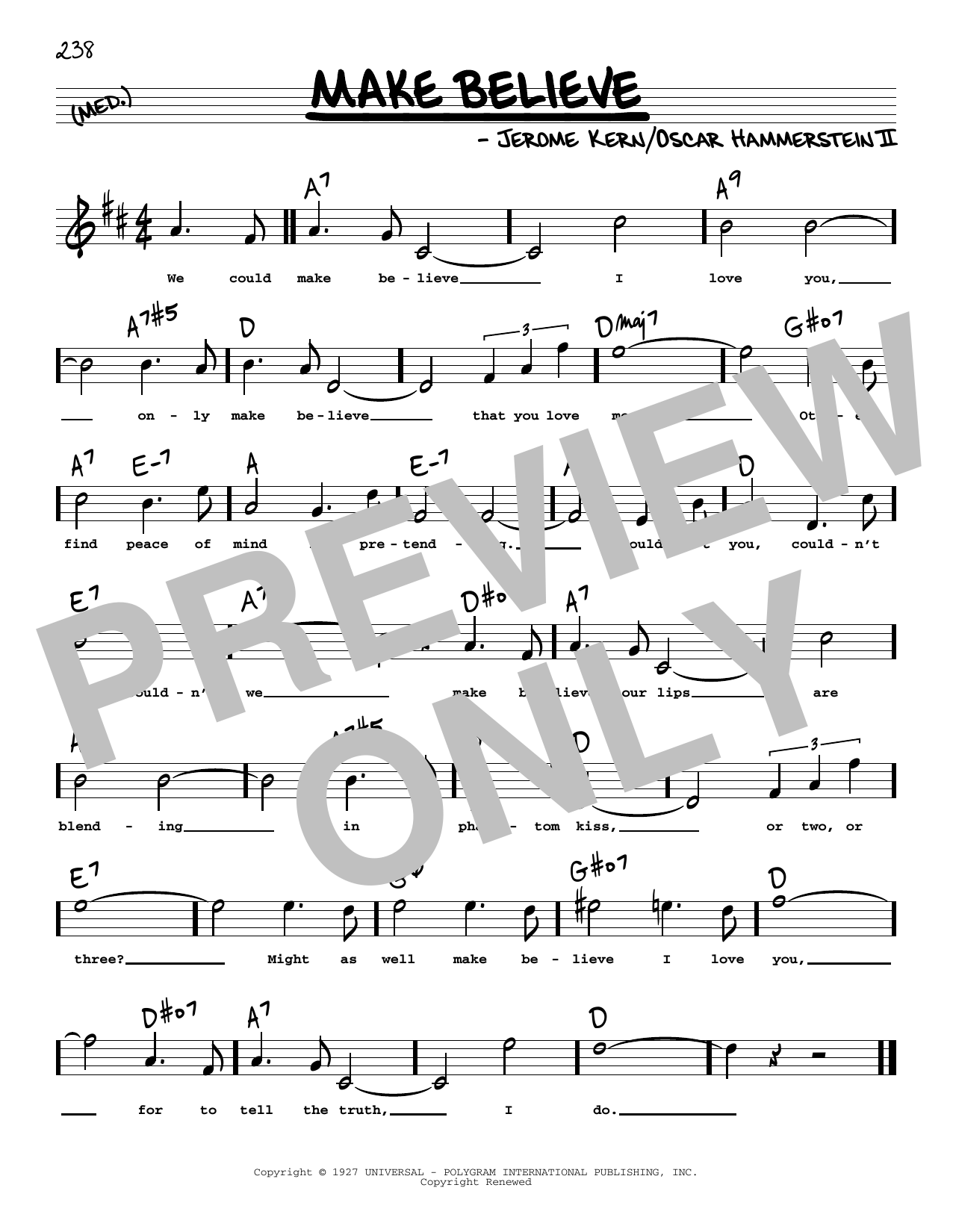 Download Oscar Hammerstein II & Jerome Kern Make Believe (High Voice) (from Show Boat) Sheet Music and learn how to play Real Book – Melody, Lyrics & Chords PDF digital score in minutes