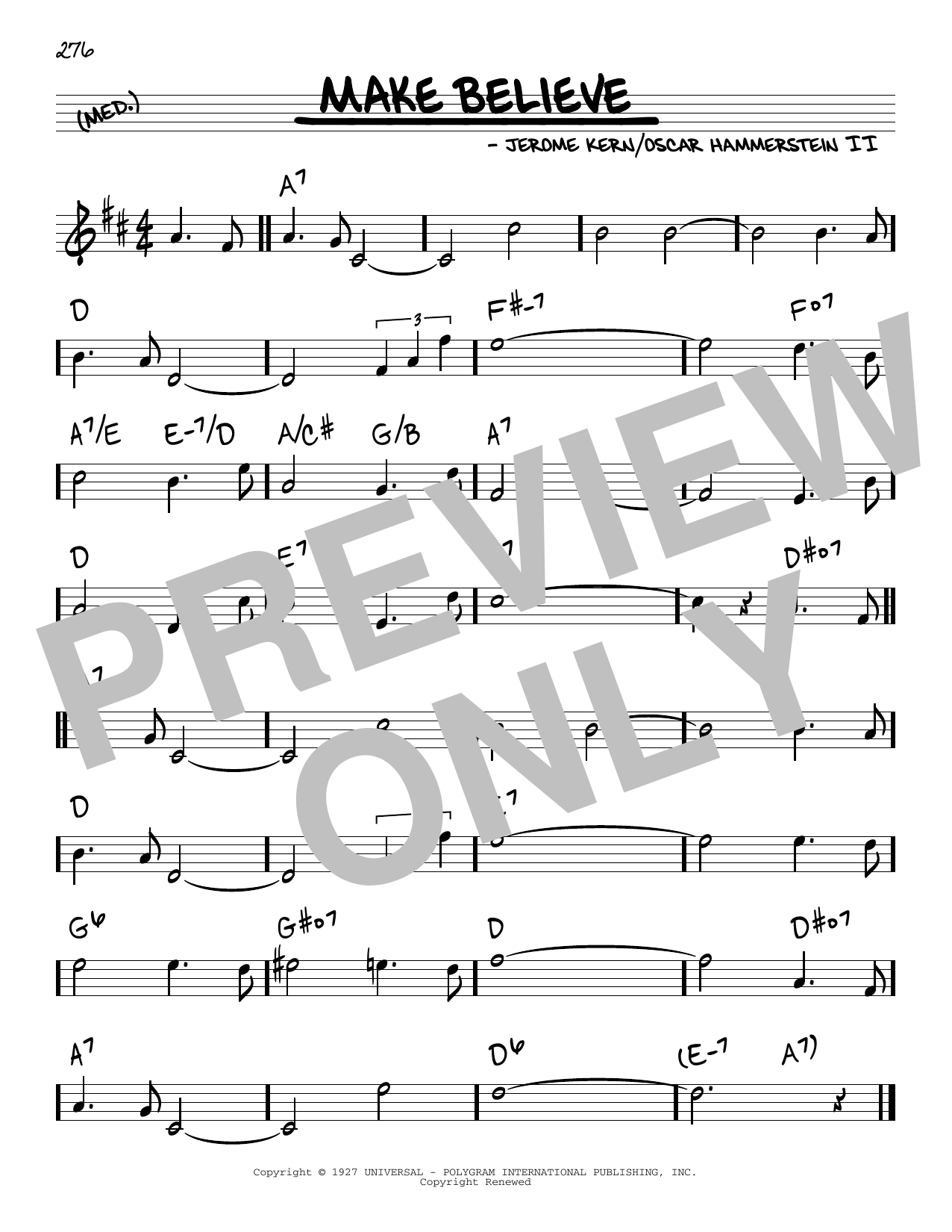 Download Oscar Hammerstein II & Jerome Kern Make Believe Sheet Music and learn how to play Real Book – Melody & Chords PDF digital score in minutes