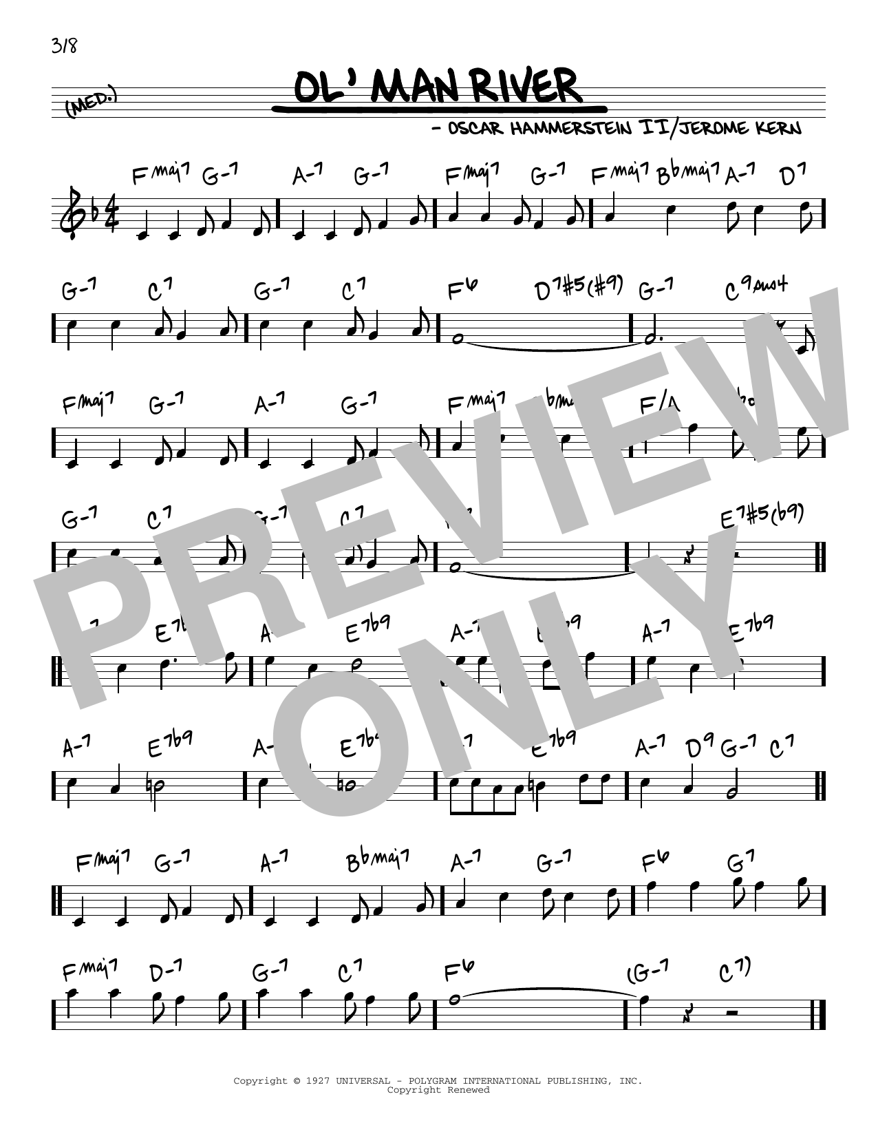 Download Oscar Hammerstein II & Jerome Kern Ol' Man River Sheet Music and learn how to play Real Book – Melody & Chords PDF digital score in minutes