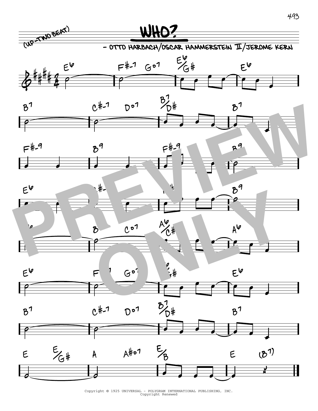 Download Oscar Hammerstein II & Jerome Kern Who? Sheet Music and learn how to play Real Book – Melody & Chords PDF digital score in minutes