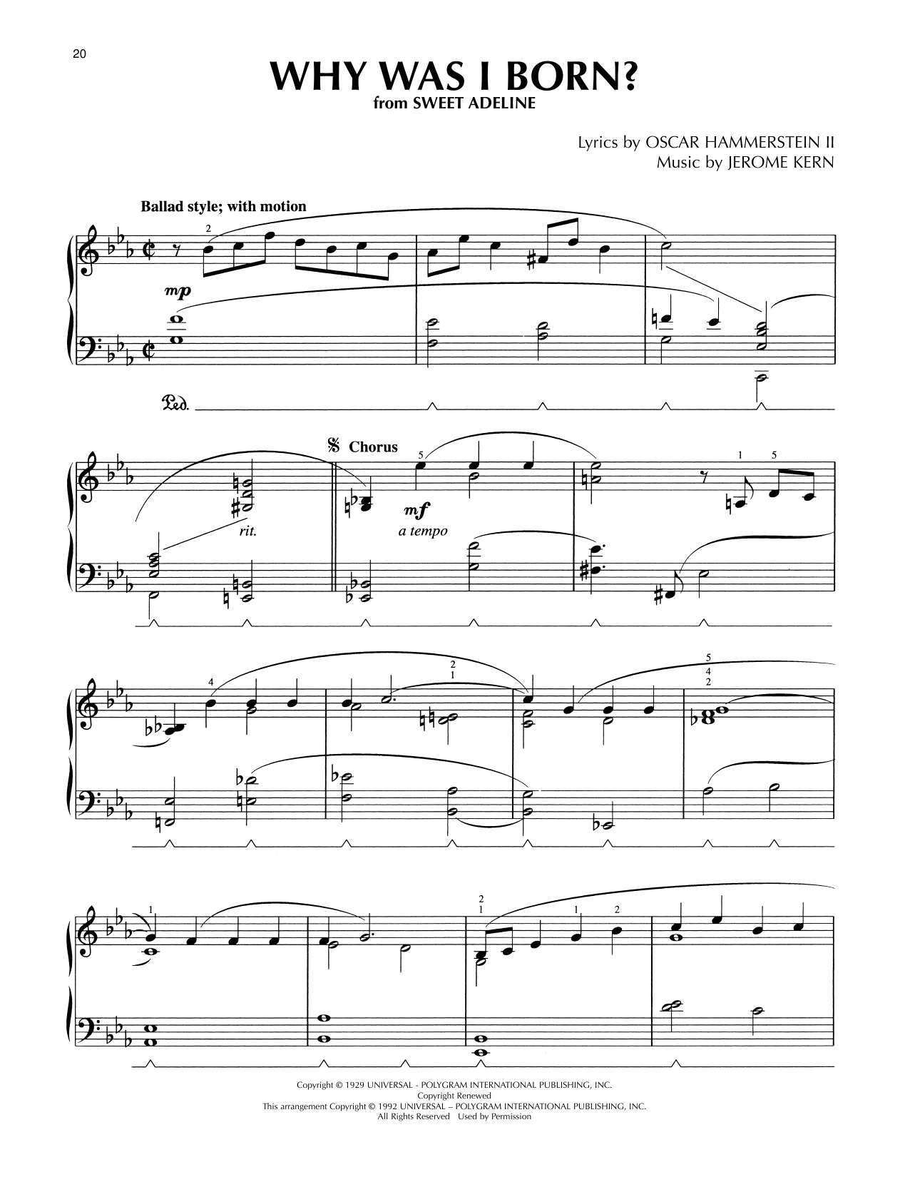 Download Oscar Hammerstein II & Jerome Kern Why Was I Born? (from Sweet Adeline) (arr. Lee Evans) Sheet Music and learn how to play Piano Solo PDF digital score in minutes
