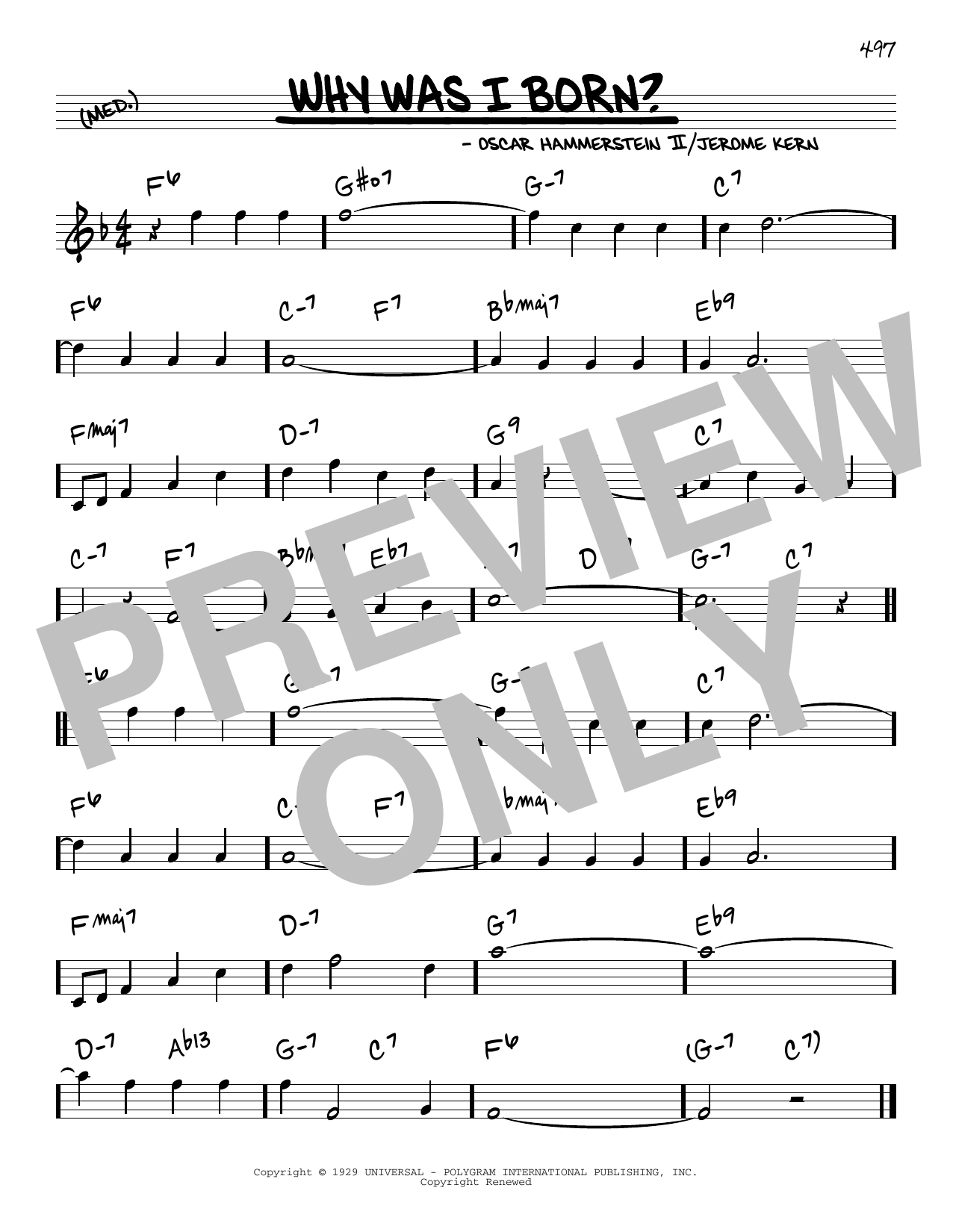 Download Oscar Hammerstein II & Jerome Kern Why Was I Born? Sheet Music and learn how to play Real Book – Melody & Chords PDF digital score in minutes