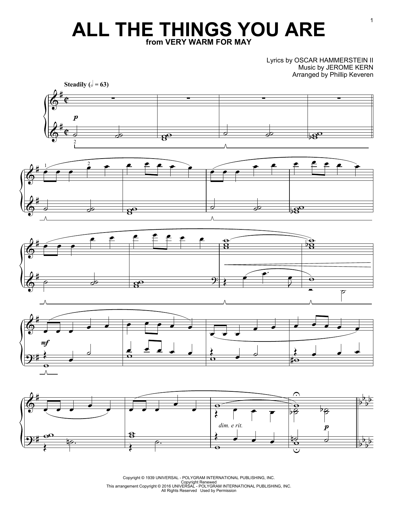Download Jerome Kern All The Things You Are Sheet Music and learn how to play Piano PDF digital score in minutes