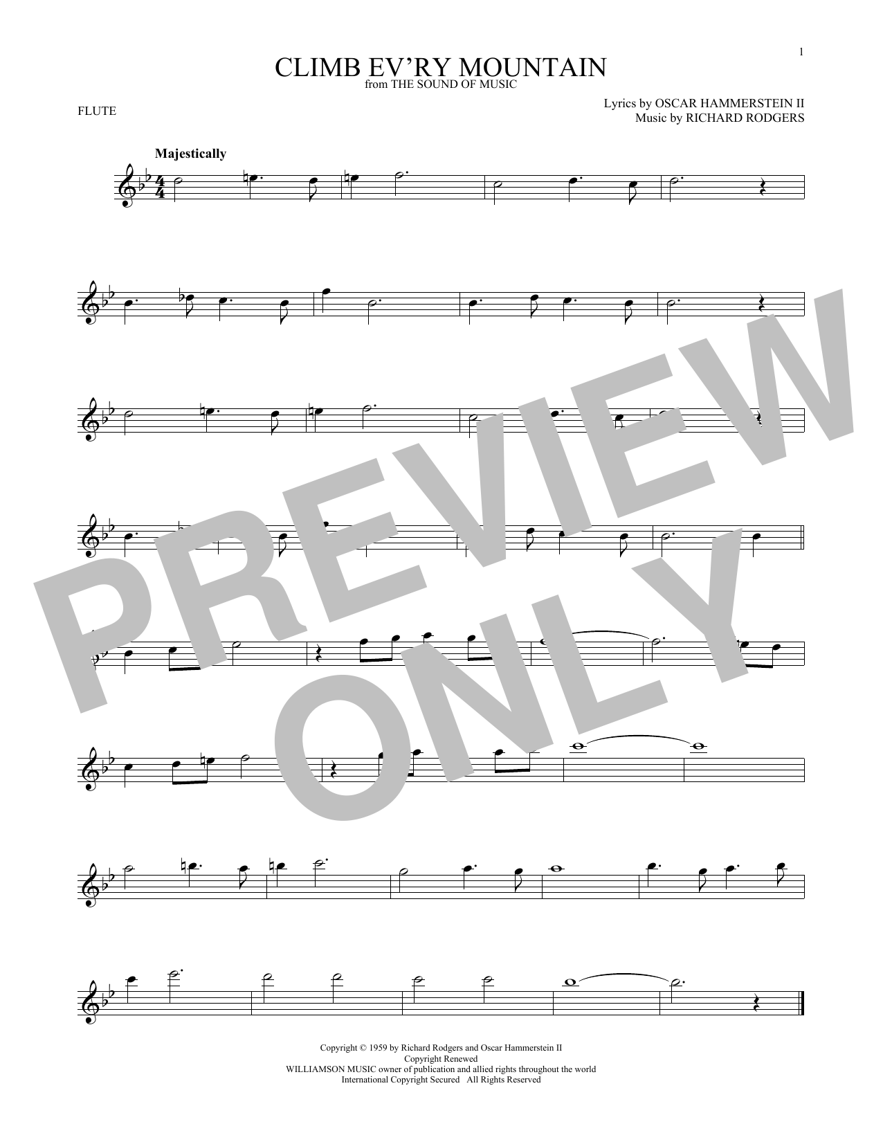 Download Oscar Hammerstein II Climb Ev'ry Mountain Sheet Music and learn how to play Clarinet PDF digital score in minutes