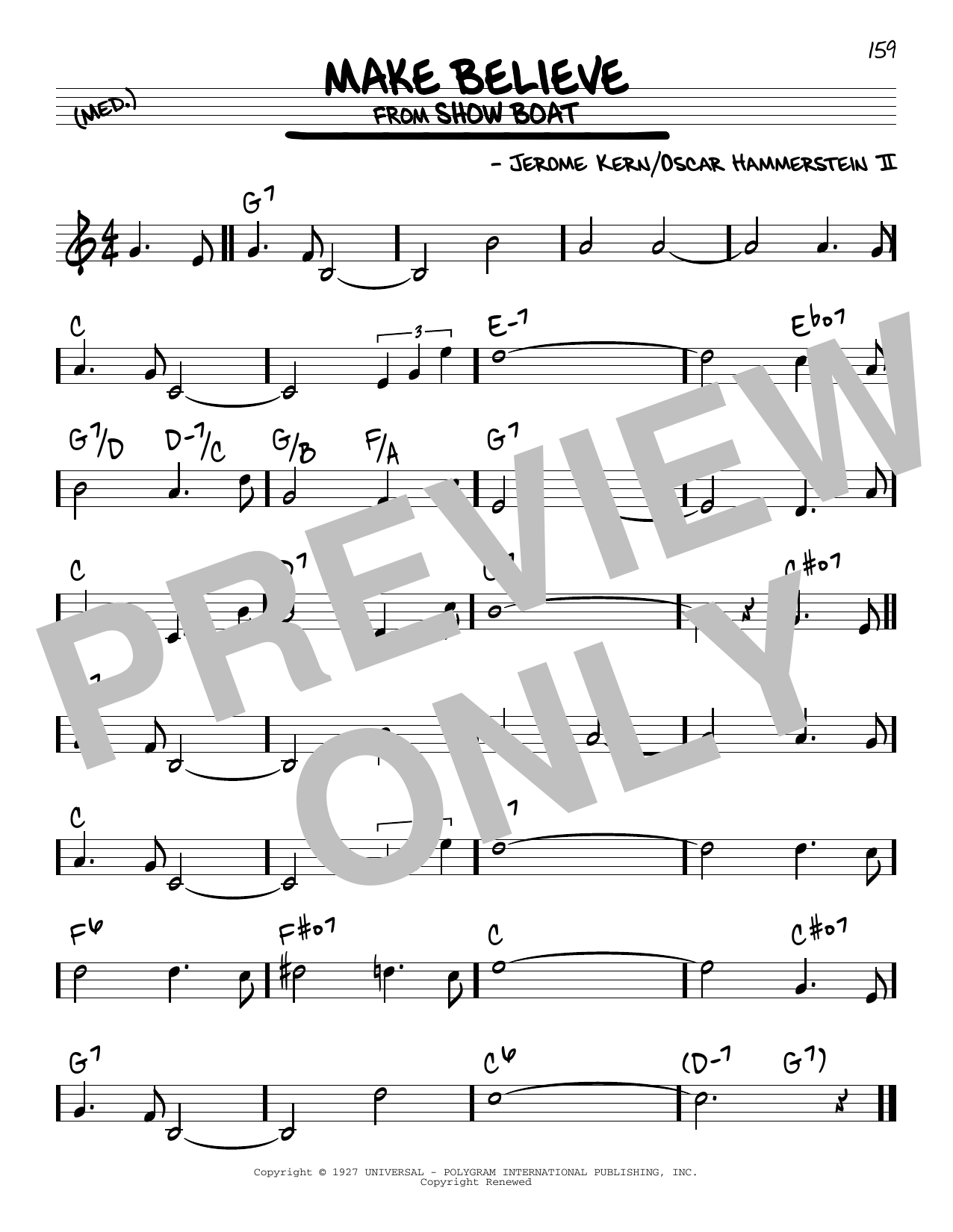 Download Oscar Hammerstein II Make Believe Sheet Music and learn how to play Real Book – Melody & Chords PDF digital score in minutes