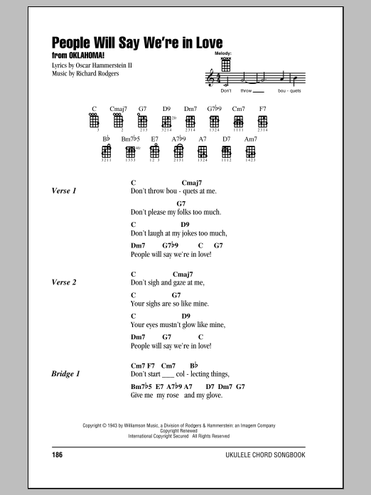 Download Rodgers & Hammerstein People Will Say We're In Love Sheet Music and learn how to play Ukulele with strumming patterns PDF digital score in minutes